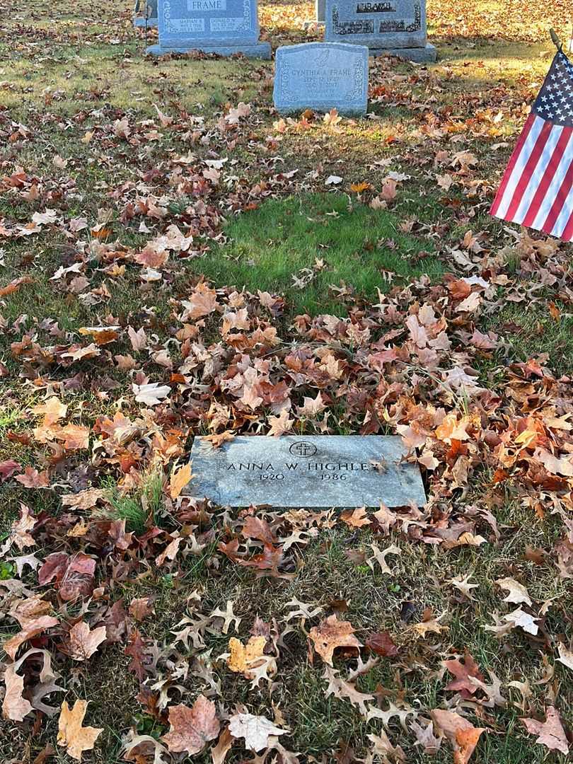 Anna W. Highley's grave. Photo 2