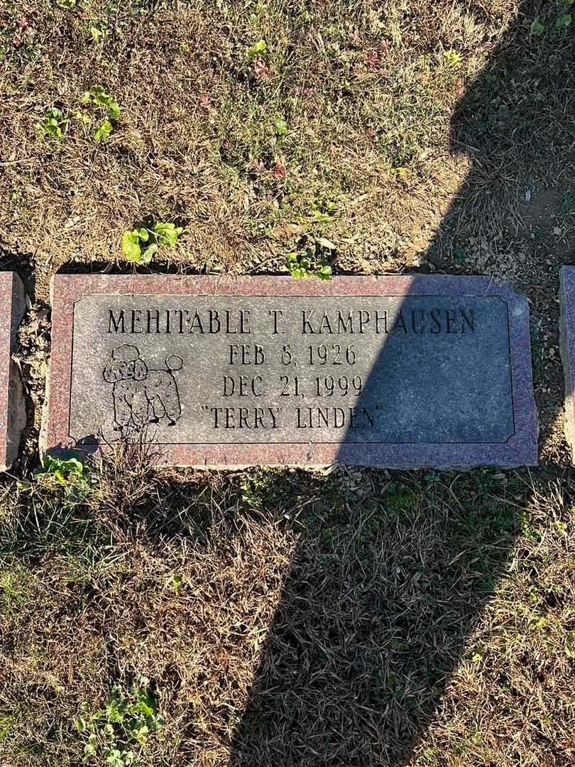 Mehitable T. "Terry Linden" Kamphausen's grave. Photo 1