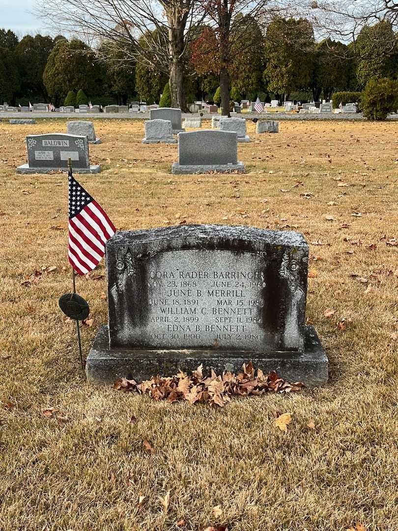 Cora Rader Barringer's grave. Photo 2