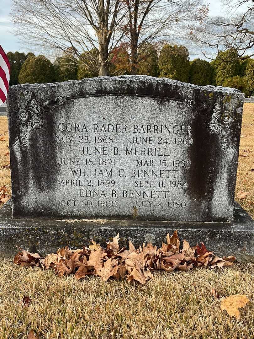 Cora Rader Barringer's grave. Photo 1