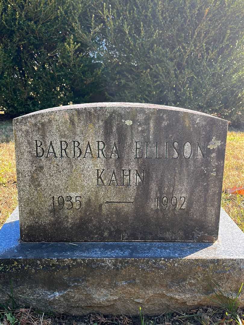 Barbara Ellison Kahn's grave. Photo 1