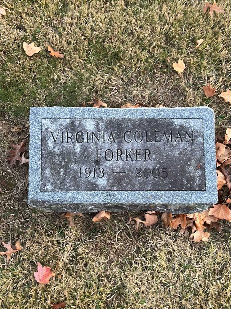 Virginia Coleman Forker's grave. Photo 3