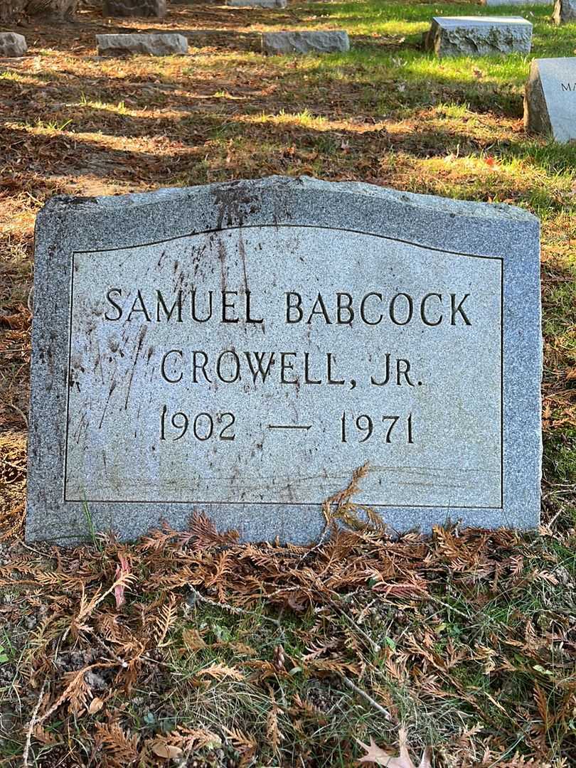 Samuel Babcock Crowell Junior's grave. Photo 3