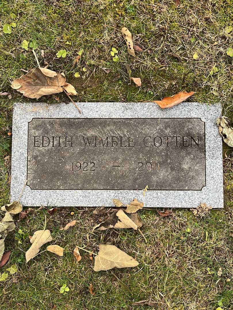 Edith Wimble Cotten's grave. Photo 3