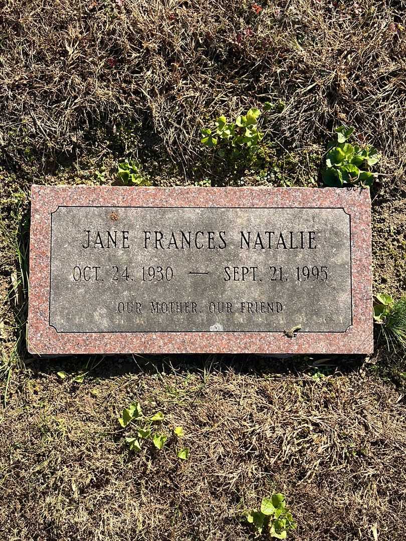 Jane Frances Natalie's grave. Photo 1