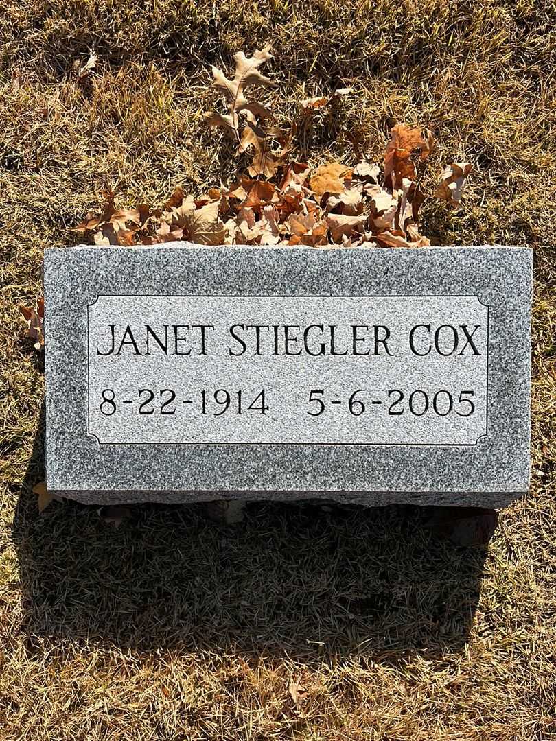 Janet Stiegler Cox's grave. Photo 3