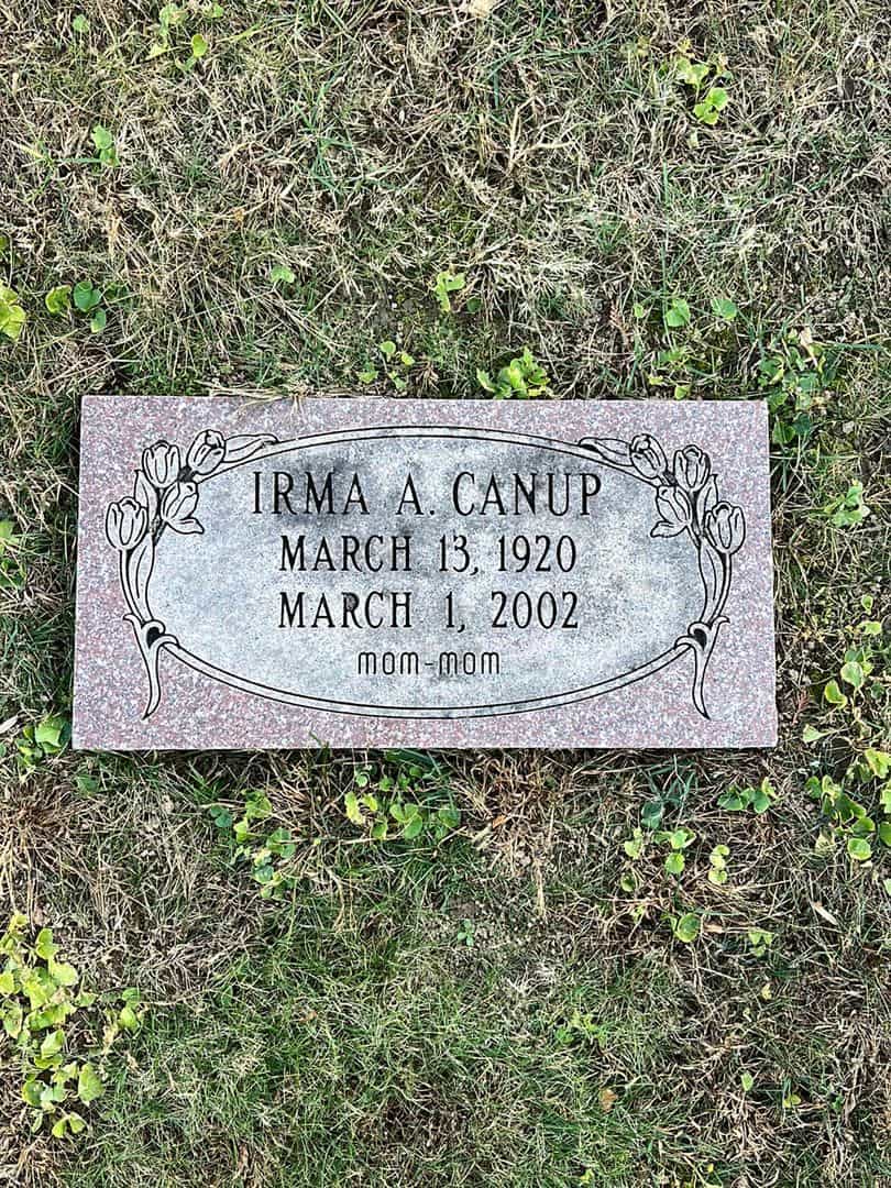 Irma A. Canup's grave. Photo 4