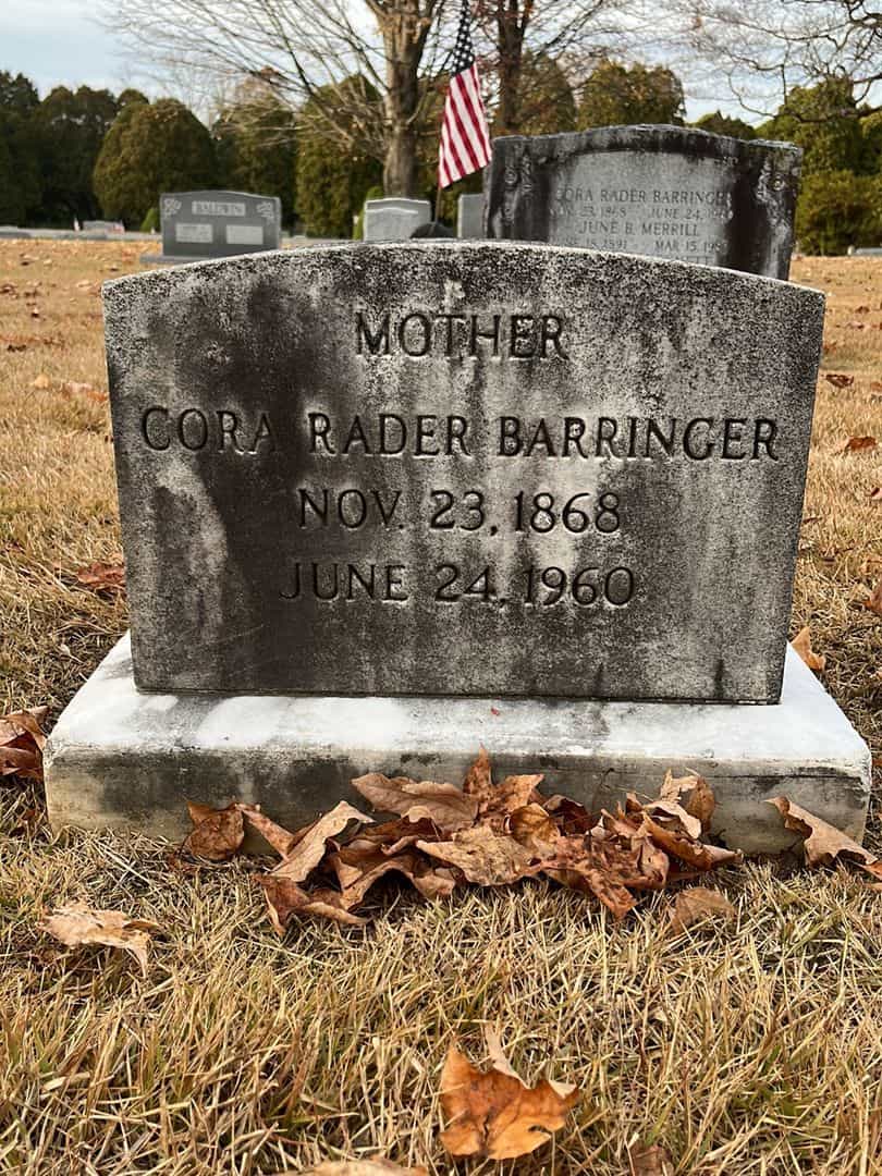 Cora Rader Barringer's grave. Photo 3