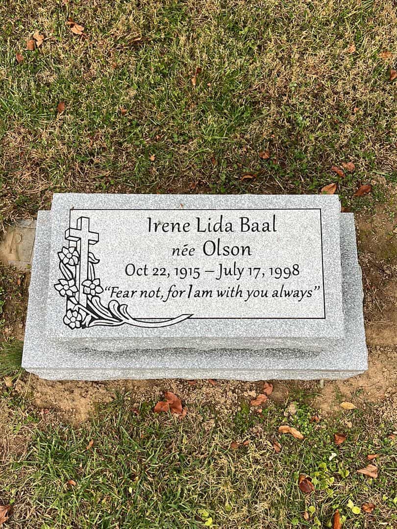 Irene Lida Olson Baal's grave. Photo 1